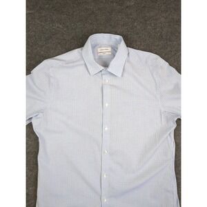Calvin Klein Steel Slim Fit Stretch Wrinkle Free Blue Check Dress Shirt 16 34/35
